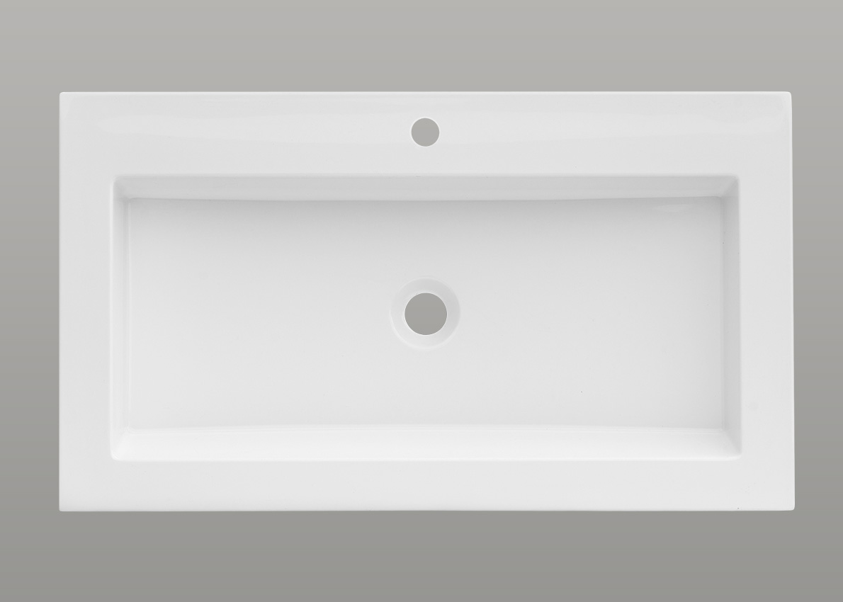 Aquabad Purista Acryl Design Waschtisch Einbau-Waschbecken Weiß Eckig